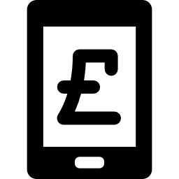 Знак фунтов на экране планшета иконка