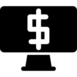 Dollar sign on monitor screen icon