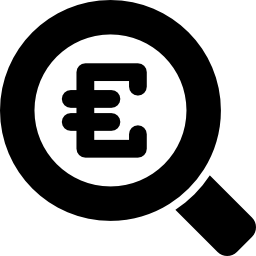 Euro under magnifying glass search icon