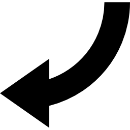 curva della freccia in basso a sinistra icona