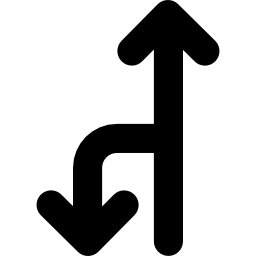 deux flèches unies en une pointant vers le haut et vers le bas Icône