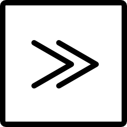 pijlen naar rechts in de omtrek van de vierkante knop icoon