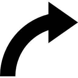 Кривая стрелки, указывающая вправо иконка
