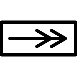 flecha hacia la derecha en un contorno rectangular icono