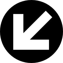 Down left arrow in circular button icon