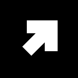 Верхняя правая стрелка в закрашенной квадратной кнопке иконка