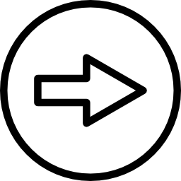 Right outlined arrow in circular button icon