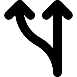 bifurcación de dos flechas icono