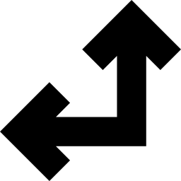 Two united arrows in straight angle pointing left and up icon