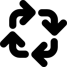 Four rounded arrows square rotation in clockwise direction icon