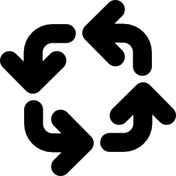rotation de quatre flèches carrées arrondies Icône