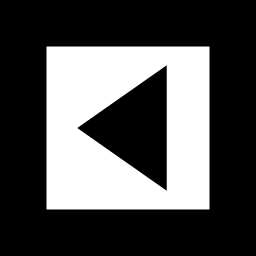 triangle de flèche arrière dans le bouton carré brut Icône