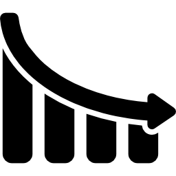 gráfico de barras descendentes de estadísticas financieras icono