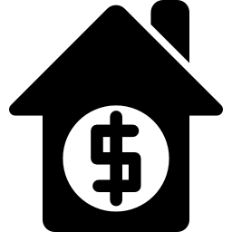 Real state house property in dollars icon