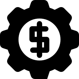 dollarteken in versnellingsconfiguratietool icoon