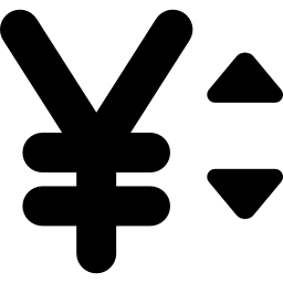 sinal de moeda iene com setas para cima e para baixo Ícone