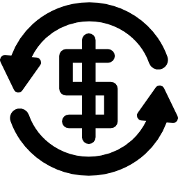 znak waluty dolara w koło w kierunku przeciwnym do ruchu wskazówek zegara ikona