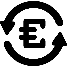 euro muntteken in linksom pijlen cirkel icoon