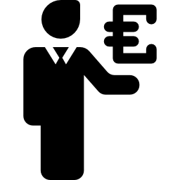 biznesmen ze znakiem waluty euro ikona