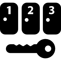 Three lockers with key icon