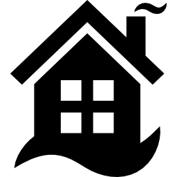 casa con chimenea icono