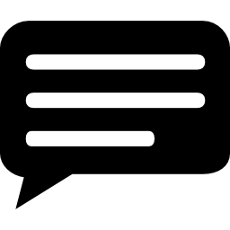 Black speech bubble with lines inside icon