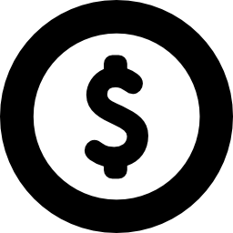 simbolo del dollaro all'interno del cerchio icona