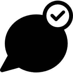 tekstballon met vinkje icoon