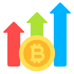bitcoin in aumento icona