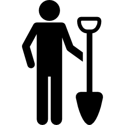 Silhouette with shovel icon