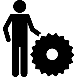 Silhouette with cogwheel icon
