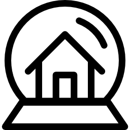 globo di neve con casa all'interno icona