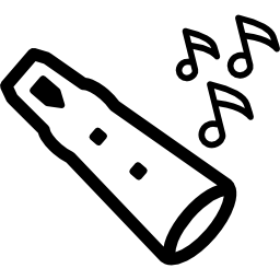 flauto con nota musicale icona