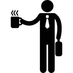 siluetta dell'impiegato con la tazza di caffè icona