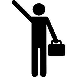 One hand up office worker icon