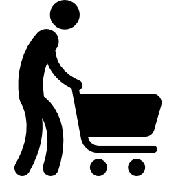Silhouette pushing shopping cart icon