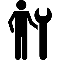 Worker with wrench icon