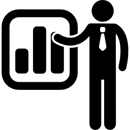 Business silhouette with chart icon