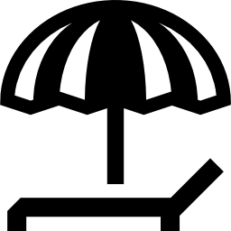 parasol et chaise longue Icône