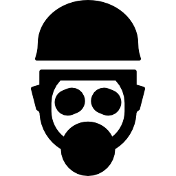 Worker with gas mask icon