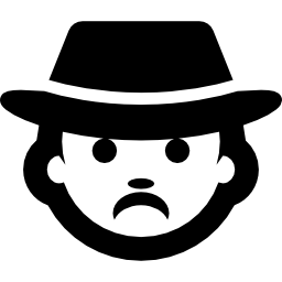 smutny mężczyzna w kapeluszu ikona