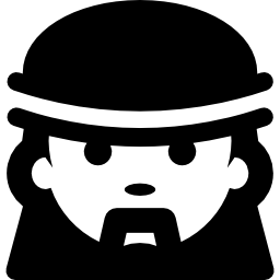 fronte dell'uomo con cappello e baffi icona