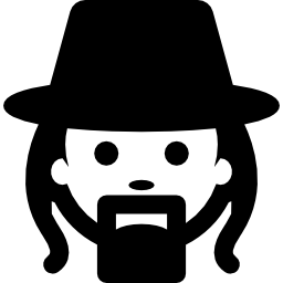 Лицо человека в шляпе, длинные волосы и козлиная бородка иконка