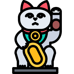 gato chino de la suerte icono
