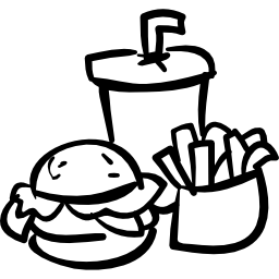fast food burger drink und pommes icon