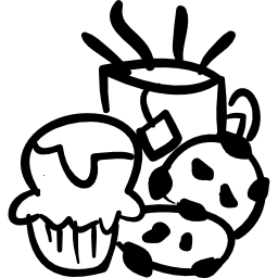 filiżanka herbaty z muffinem i ciasteczkami ikona