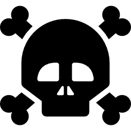 schedel en gekruiste knekels icoon