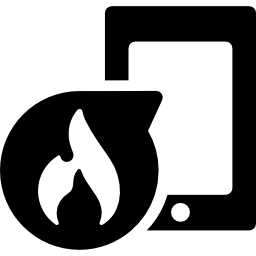 Смартфон с пламенем иконка