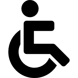 silueta, en, silla de ruedas icono