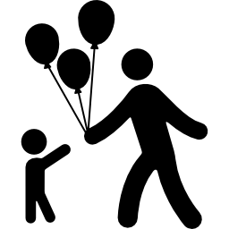 Man child and balloons icon